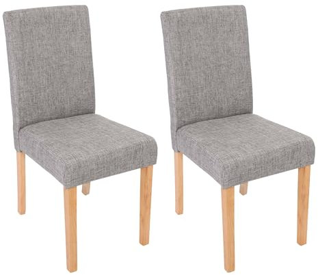 Mendler 2er-Set Esszimmerstuhl Stuhl Küchenstuhl Littau - Textil, grau, helle Beine