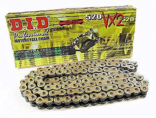DID Kette 520 VX2, 100 Glieder (X-Ring gold), offen mit Nietschloss
