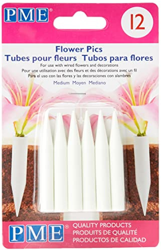 PME FP301 Medium Flower Pics, Pack of 12, White