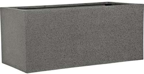 Casa Mina Esteras Pflanzkübel groß außen - Fiberglas Blumenkübel Rechteckig 57x27x27cm - Premium Pflanzgefäß für Draußen - Blumenkübel Frostsicher - Blumenkasten für den Garten Dunkelgrau - Buren