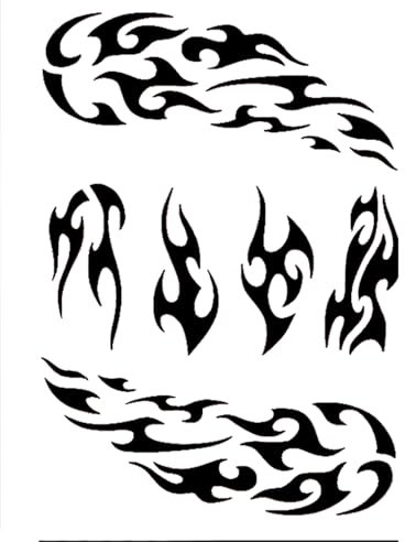 Eulenspiegel 109328 - Facepainting Schablone, Flammen, Vorlage Gesichtstattoo, geeignet für Profi-Aqua Schminke, Liquid-Make-up, Glitter Tattoos, Painted Tattoo-Farben