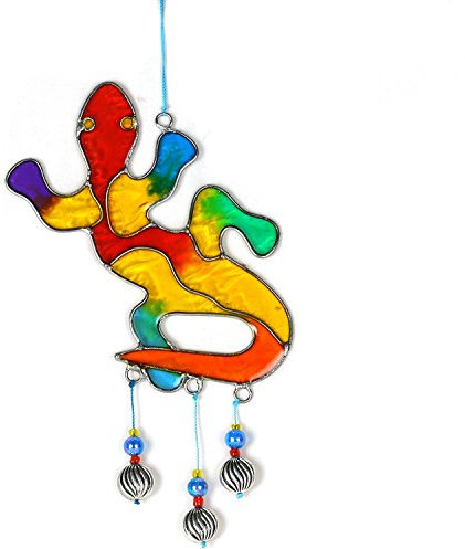 ART-CRAFT Fenster Hängedeko Sonnenfänger – Handgemachter Suncatcher für magische Lichtspiele – Fensterdeko und Gartendekon – Handbemalte Fensterdekoration - Motiv Gecko