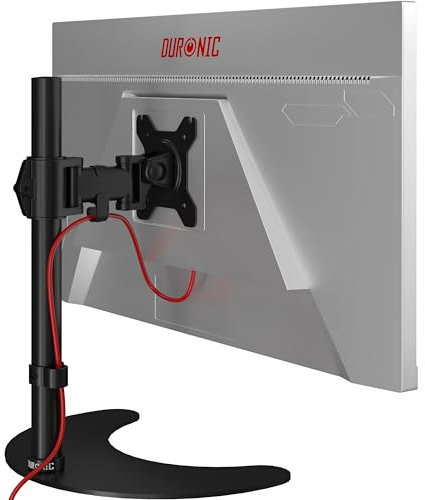 Duronic Single Monitor Stand DM25D1 Monitor Arm Desk Mount for 13-27” Screens Adjustable Desk Riser with VESA 75 100 Freestanding Monitors Mount for Home Office Work