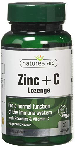 Natures Aid Zinc Lozenges (Peppermint) with Rosehip + Vitamin C - 30 Lozenges