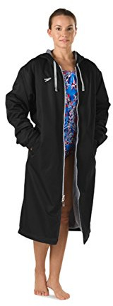 Speedo unisex adult Parka Jacket Fleece Lined Team Colors Swimsuit, Speedo Black, X-Large US