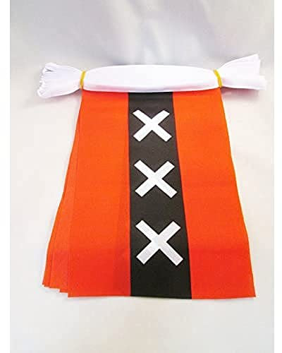 AZ FLAG - Fahnenkette Amsterdam 6 Meter Mit 20 Flaggen - 21x14 cm - Amsterdam Girlande Flaggenkette 14 x 21 Cm