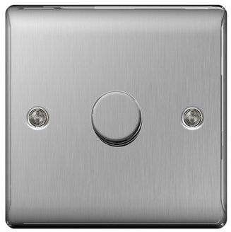 BG Nexus Metal Brushed Steel Dimmer Switch 400w NBS81P