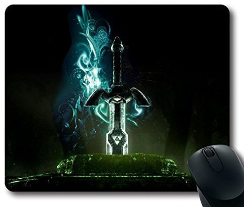 Mouse Pad Benutzerdefiniertes Gaming Legende von Zelda-Schwert-Grafik-Hintergrund, rutschfestes Neopren-Gummi, Standardgröße 220 mm x 180 mm x 3 mm, Desktop-Mauspad, Laptop-Mauspad, bequemes