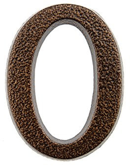 HUBER numero civico 0 in alluminio 10 cm I numeri civici per casa & porta - targhette con numero civico in nobile design rame antico 3D, verniciato a polvere