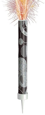 Unique Party 37329 - Glitz Black Birthday Fountain Candles, Pack of 3