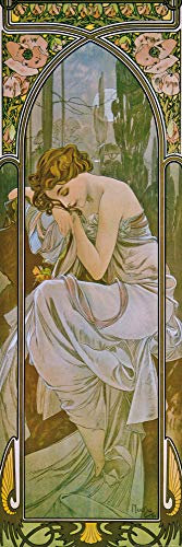 1art1 Alphonse Mucha Poster Die Vier Tageszeiten, Die Nacht, 1899 Kunstdruck Bild 91x30 cm