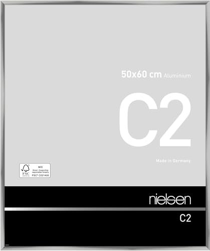 nielsen Bilderrahmen, 50 x 60 cm, Aluminium, Silber glanz, Posterrahmen zum Aufhängen im Hoch- & Querformat, Echtglas, C2
