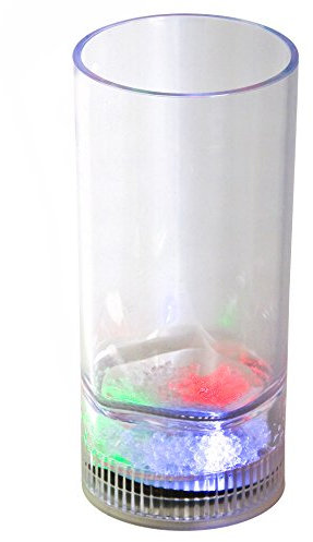 LED-Highlights Led Glas Becher Longdrinkglas 350 ml Led bunt oder blinkend Batterie wechselbar Bar Kunststoff Trinkglas beleuchtet Cocktailglas Leuchtglas