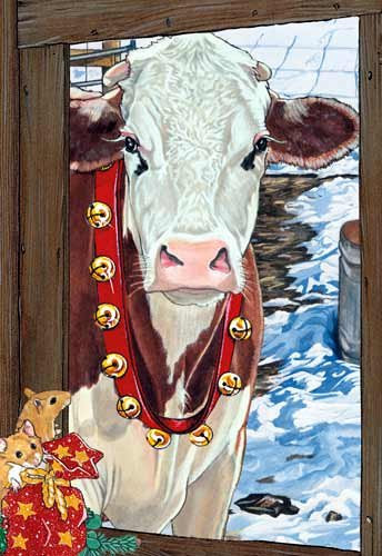 Pipsqueak Guernsey Kuh Weihnachtskarten: 10 Weihnachtskarten mit roten Umschlägen, bezaubernd