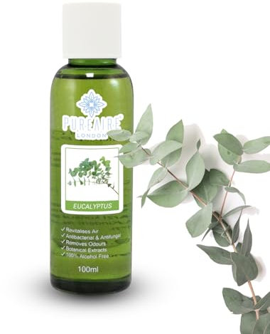 PureAire Essential Oil Blend Eucalyptus 100ml Essential Oils for Diffusers for Home Aroma Essence for Diffusers Air Purifiers Aromatherapy Relaxation Botanical Extracts Water Soluble Fragrance