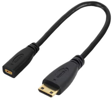 CY Tipo D Micro HDMI v1.4 Socket Hembra a Tipo C Mini HDMI Macho Convertidor Cable Adaptador 20cm