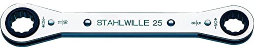 Stahlwille 41563234 25aN Ratchet Ring Wrench - 1/2 x 9/16 - 174mm Length - Bi-Hexagon - 22 Teeth - Solid Steel & Chrome Plated - Straight - Made in Germany