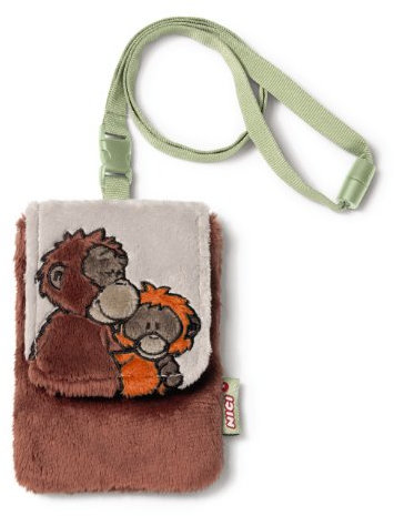 Nici 34645 - Handytäschchen Orang-Utan Plüsch, 12 x 8 x 1.5 cm