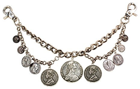 Alpenflüstern Trachten-Charivari Münzen - Hochwertiger Herren-Trachtenschmuck mit Münz-Anhängern für die Lederhose (antik-silber-farben) HCH004