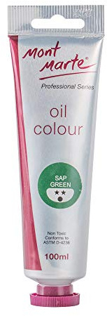 MONT MARTE Premium Oil Paint, 100ml (3.4oz), Sap Green, Good Coverage, Excellent Tinting Strength