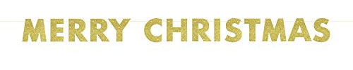 Unique Party 63652 - 9ft Gold Glitter Merry Christmas Banner