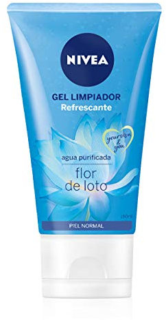 NIVEA Gel Limpiador Refrescante al Agua (1 x 150 ml), con agua purificada y flor de loto para el cuidado facial, limpiador facial enriquecido con vitamina E