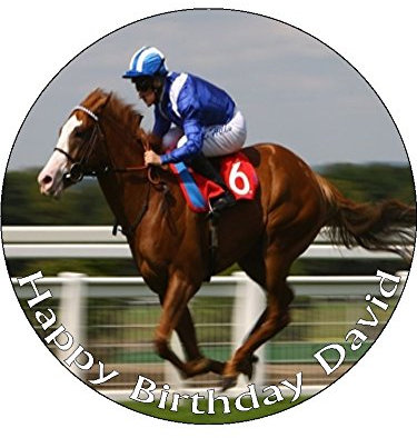 7.5 Horse Racing Personalised PREMIUM RICE PAPER Edible Cake Topper