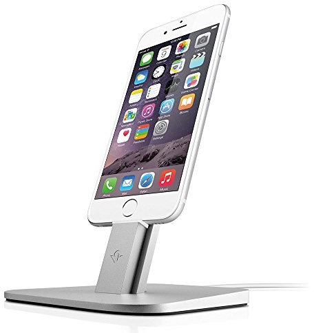 Twelve South HiRise Charging Dock for iPhone/iPad mini, silver | Adjustable stand, requires Apple Lightning cable