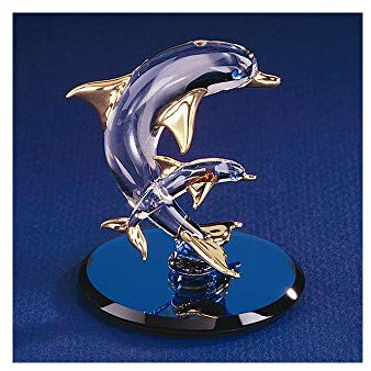 Dolphin & Baby Glas Figur
