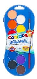 Carioca Acuarelas Colores Primarios |Estuche con Colores Básicos|Fácil de Mezclar y Resistente a la Luz | Estuche de 12