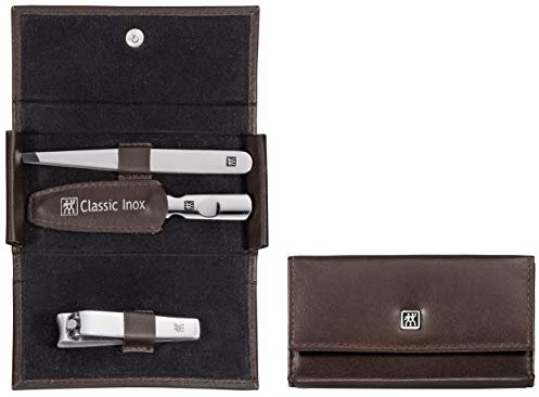 Zwilling 97435-006-0 Classic Inox Etui aus Rindleder mit Druckknopf, 3-teilig, braun