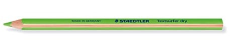 STAEDTLER trockener Textmarker Buntstift, neon grün, ergonomische Dreikantform, ideal für dünnes Papier, 12 Trockentextmarker im Kartonetui, 128 64-5