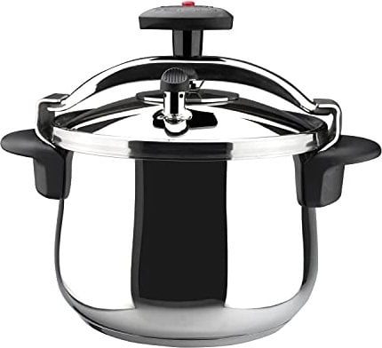 Magefesa Star Bombeada - Olla Express Tradicional 6L, Acero Inoxidable 18/10, Cocina Sana, Para Inducción, Reparto del Calor, Válvula Giratoria
