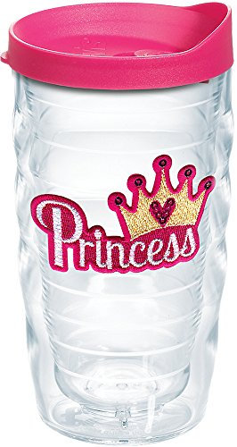 Tervis Princesse – Gobelet isotherme à double paroi à paillettes fabriqué aux États-Unis pour garder les boissons froides et chaudes, 300 ml, ondulé, transparent