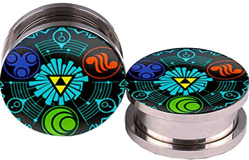 Legend Of Zelda Tri-Force Metal Ear Plug Body Jewellery (Pair) 14mm
