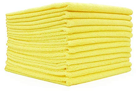 The Rag Company - All-Purpose Microfiber Terry Cleaning Towels - Commercial Grade, Highly Absorbent, Lint-Free, Streak-Free, Kitchens, Bathrooms, Offices, 300gsm, 16in x 16in, Yellow (12-Pack)
