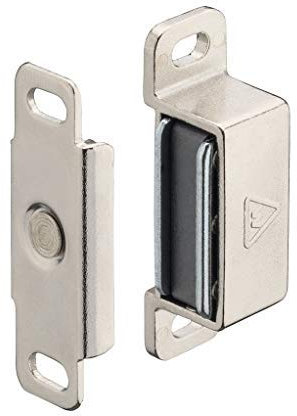 Gedotec Magnet-Schnapper Schrank-Tür Magnetverschluss Metall Türschnapper zum Schrauben | Stahl vernickelt | Haftkraft 4 kg | Tür-Verschluss eckig & extra Stark | 1 Stück - Schnäpper mit Gegenstück