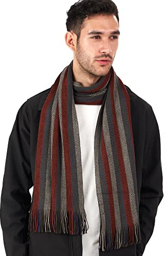 LOVARZI Herren-schal Orange - Männer Winterschals - Gestreifter Herren Tuch - Halstucher Männer
