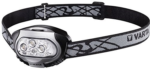 Varta LED x 4 Head Light Kopfleuchte H20 (inkl. 3x Longlife Power AAA Batterien Stirnlampe Kopflampe Taschenlampe Flashlight - rote LED für Nachtsicht geeignet für Joggen, Camping, Fahrradfahren)