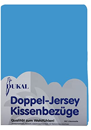 Dukal | Kissenbezug 40 x 40 cm | aus hochwertigem DOPPEL-Jersey | 100% Baumwolle | Farbe: Ocean-blau