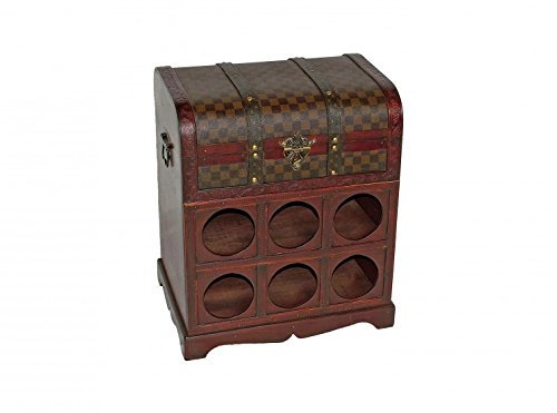 Garden Pleasure Weinregal im Kolonialstil Aufbewahrung Kiste Dekoration Holz Schatz Truhe 6X Flaschen Harms 304006