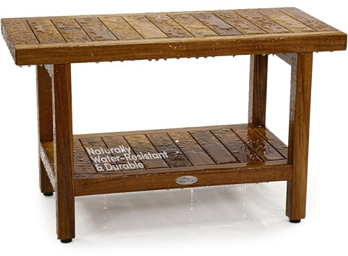 AquaTeak Teak Spa - Panca da doccia con mensola, 76,2 cm
