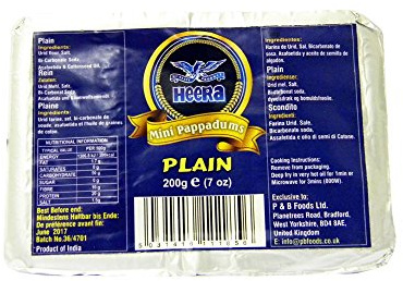Heera - Mini Pappadums - Plain - 200g x 2