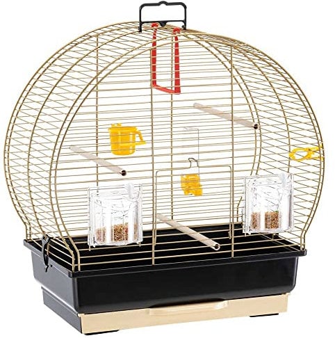 Ferplast Vogelkäfig Luna 2 Kanarienvogel, Zebrafinken, Wellensittiche, aus Metall, Inkl. Zubehör Sitzstangen Drehbare Futternäpfe, 44.5 x 25 x h 45.5 cm.