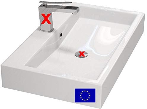 MYLAVABO Design Waschbecken 70cm zur Wandmontage oder als Aufsatzwaschbecken | Farbe: Weiss | 70x42cm | Material: hochwertiges Mineralguss | Made in EU | hochwertig verarbeitet