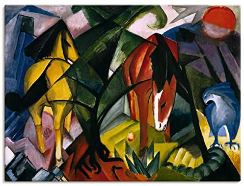 ARTLAND Wanddeko Leinwand Bilder Wandbild Abstrakte Kunst Tiere Pferd Pferde und Adler 1912 Expressionismus Franz Marc T7ST
