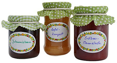 ewtshop® Jumbo-Pack Einmachetiketten 3 x 100 Stk., Haushaltsetiketten - selbstklebend für Marmelade, Einmach- und Gewürzgläser