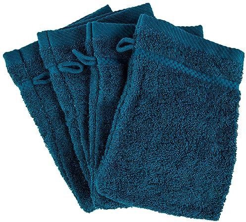 De Witte Lietaer 194695 Stephanie Lot de 4 Gants de Toilette Coton Vert Canard 540 g/m² 15 x 22 x 1 cm