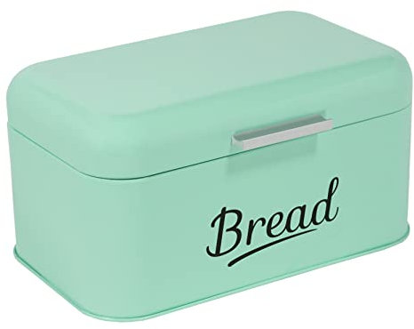 DRULINE Brotkasten Brotbox Metall Bambus Brotbehälter mit Deckel Bambusdeckel Brot Aufbewahrung Box Kiste (Metall-Mint)