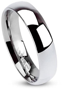 Paula & Fritz® Ring aus Edelstahl Chirurgenstahl 316L Silber Klassischer Ehering Hochglanz poliert 5mm Breite Ringgrößen 47 (15) – 69 (22) R001-5